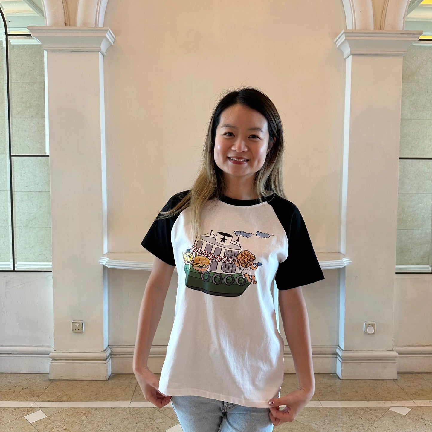 Star Ferry Female T-shirt | Women's Micro Rib Raglan Baby Tee 香港天星小輪T恤 Fusion Spark