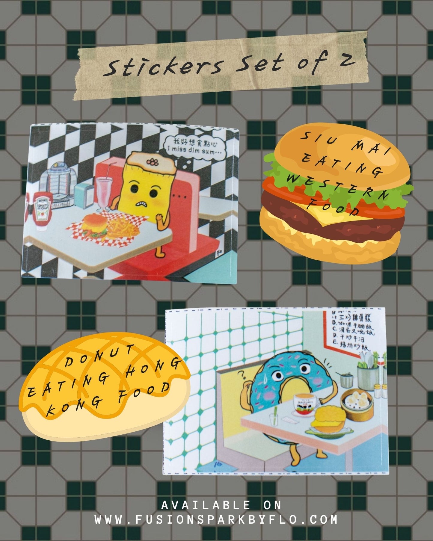 Siu Mai and Donut Sticker Set (2 Stickers)