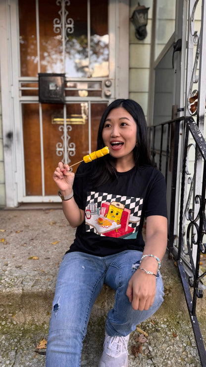 Siu Mai in American Dinner T-shirt 香港燒賣T恤/可愛燒賣到美國T恤 Fusion Spark