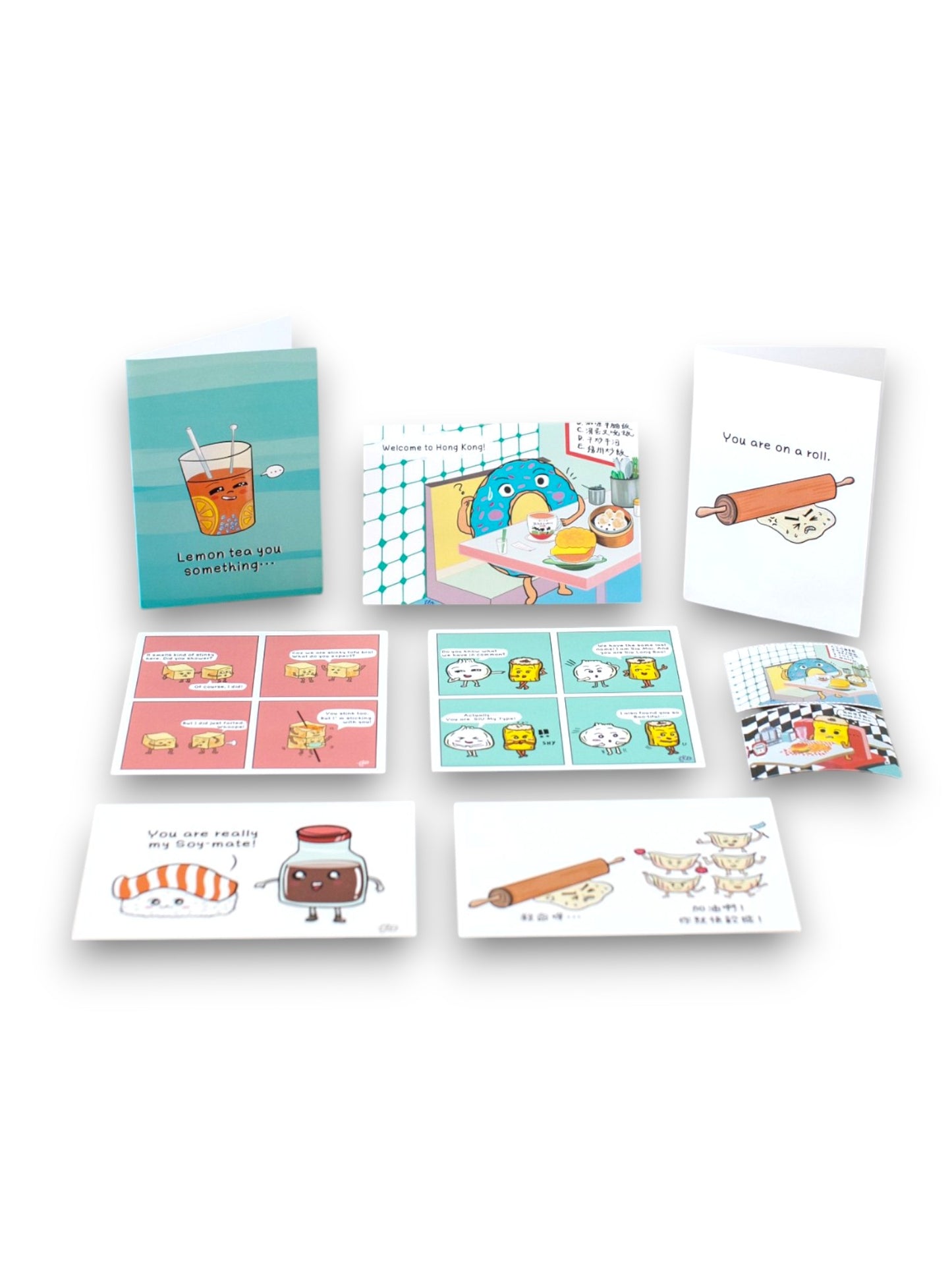 Postcards and Greeting Card Set of 7 with 2 Stickers