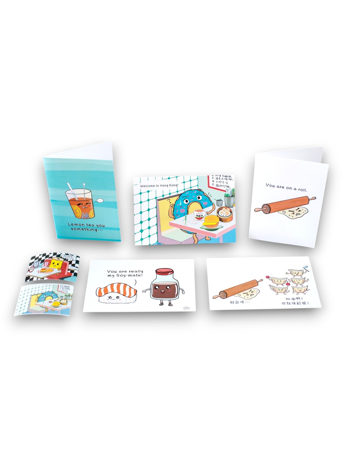 Postcards and Greeting Card Set of 5 with 2 Stickers