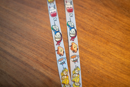 Cute HK Snacks on MTR Lanyard with ID holder 「唔使急，最緊要快 」可愛香港小食搭地鐵八達通/證件套連掛頸繩