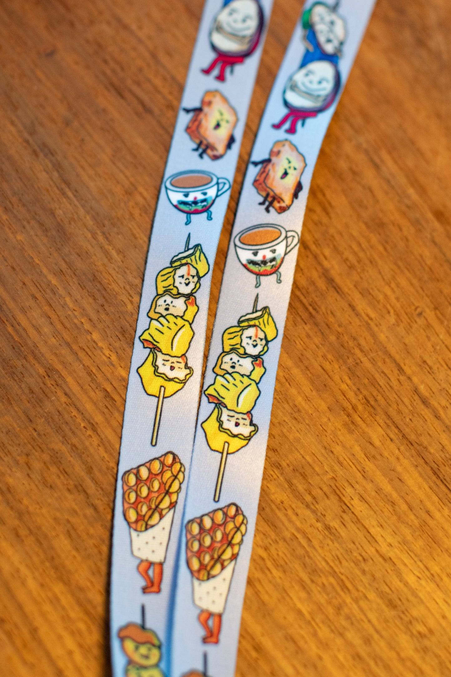 Cute HK Snacks on MTR Lanyard with ID holder 「唔使急，最緊要快 」可愛香港小食搭地鐵八達通/證件套連掛頸繩