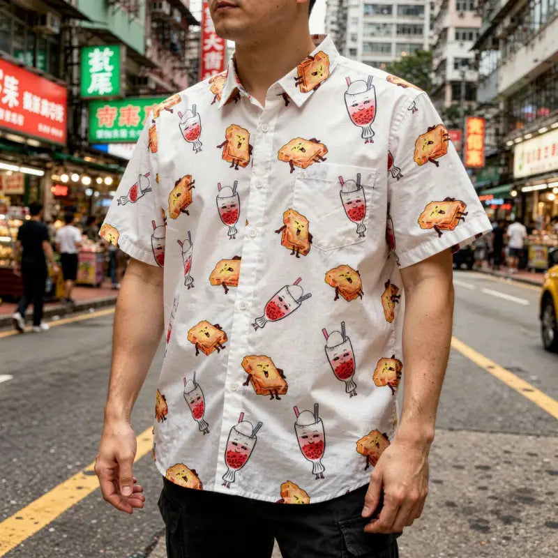 Hong Kong themed Hawaii Shirt | Hong Kong French Toast, Red Bean Ice | 香港特式恤衫茶餐廳多士紅豆冰 Fusion Spark