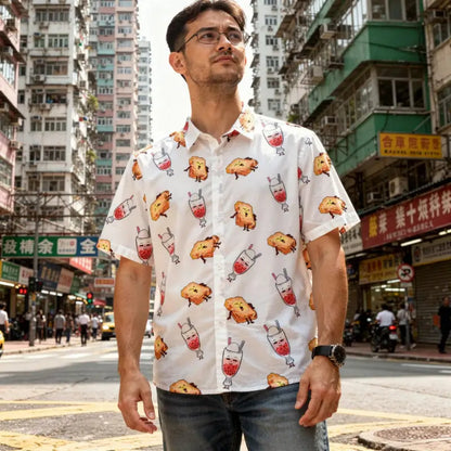 Hong Kong themed Hawaii Shirt | Hong Kong French Toast, Red Bean Ice | 香港特式恤衫茶餐廳多士紅豆冰 Fusion Spark