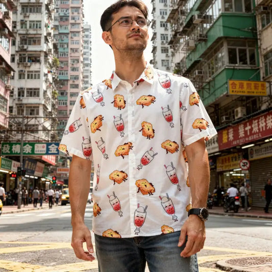 Hong Kong themed Hawaii Shirt | Hong Kong French Toast, Red Bean Ice | 香港特式恤衫茶餐廳多士紅豆冰 Fusion Spark