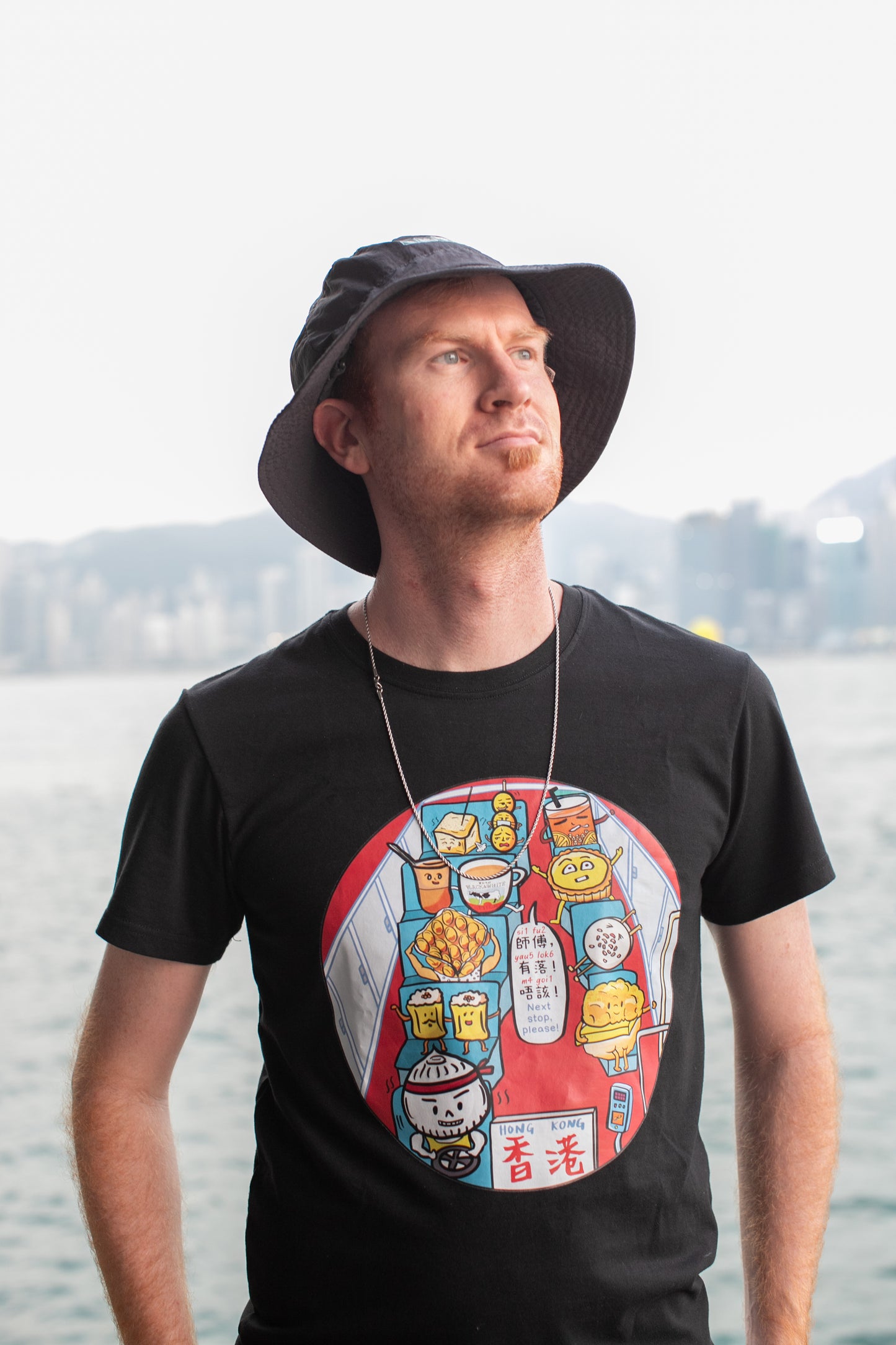 Mini Bus Hong Kong Snack Series T-shirt (Black / Red)