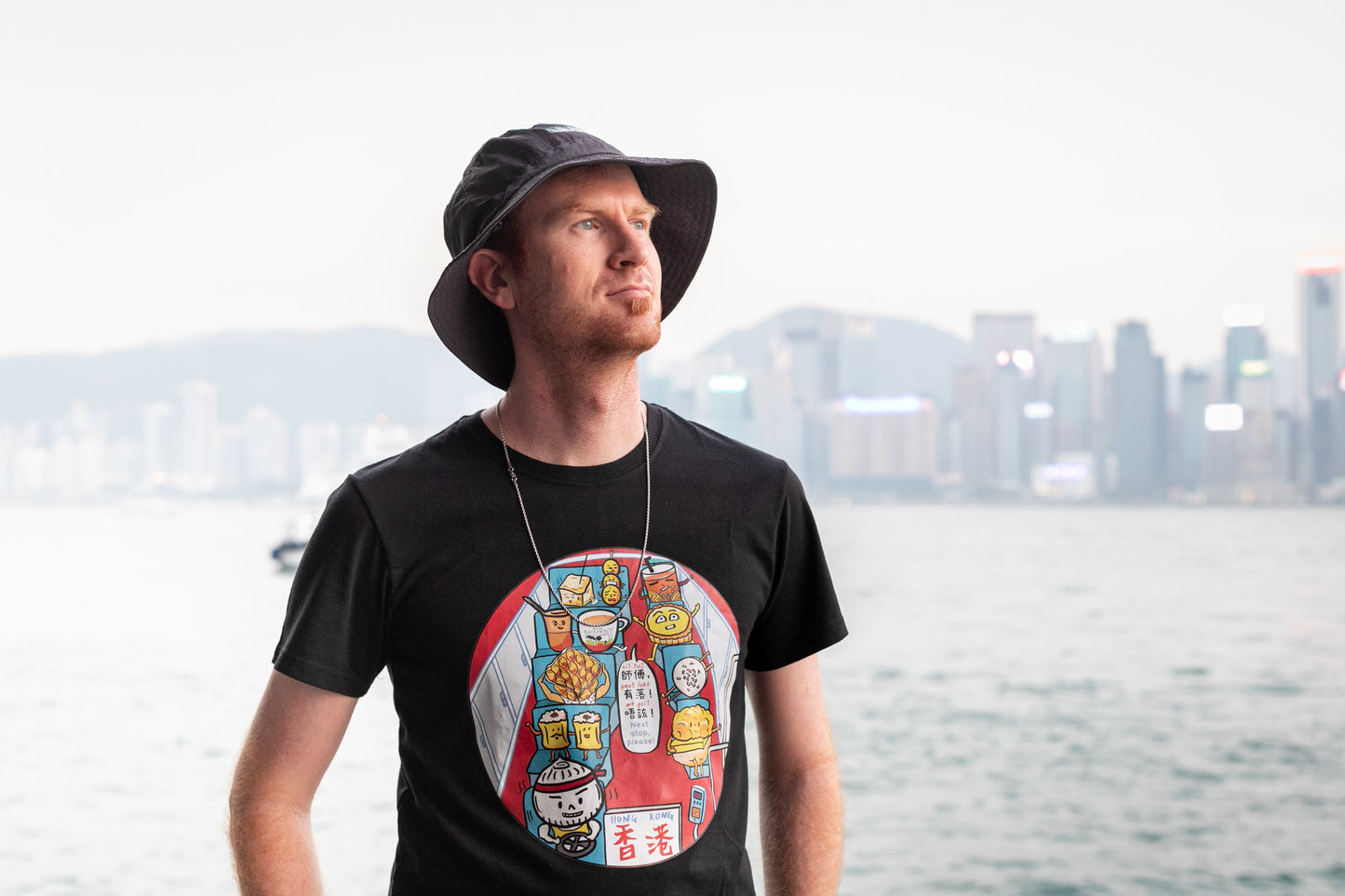 Mini Bus Hong Kong Snack Series T-shirt (Black / Red)