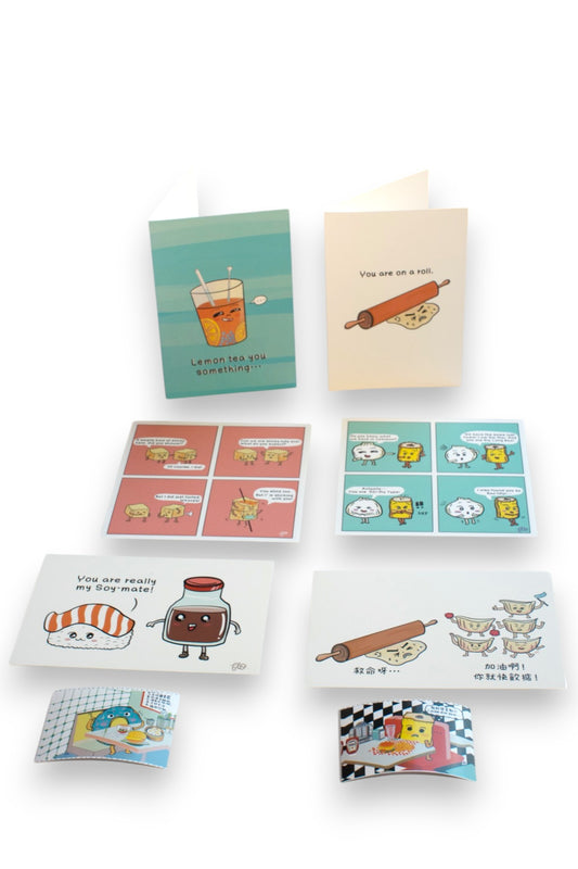 Postcards and Greeting Card Set of 6 with Stickers