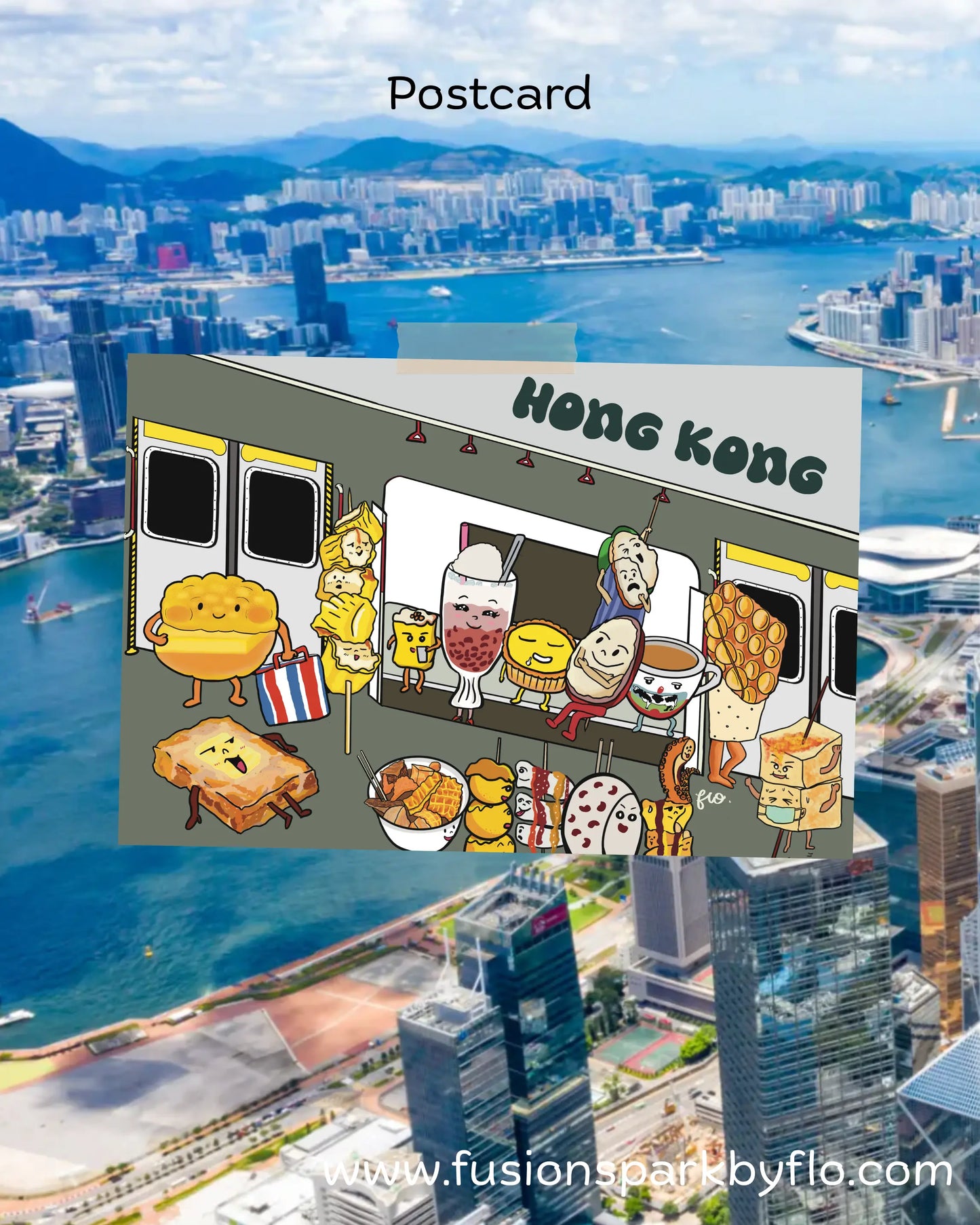 Hong Kong Snacks on MTR Post Card 港式小食坐港鐵明信片 Fusion Spark